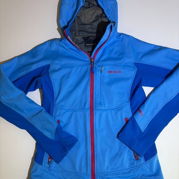 Women’s Marmot Gore WindStopper Performance Shell Jacket Skiing Hooded Blue XS - Picture 2 of 13